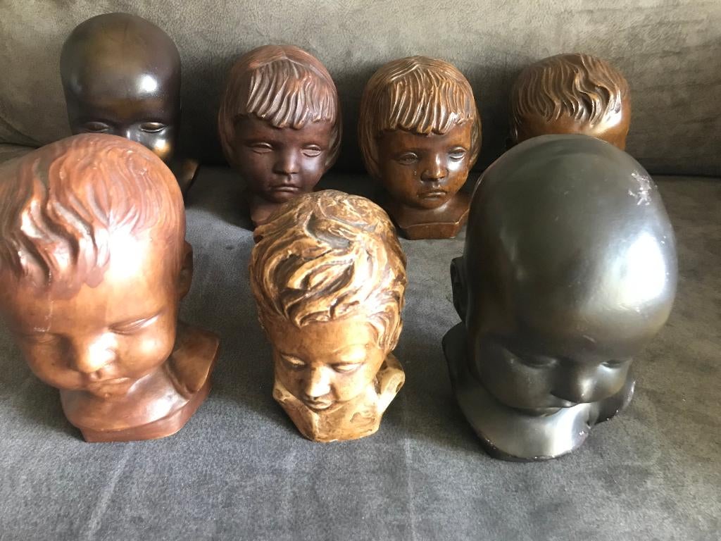 7 Antieke Kinderhoofdjes O.A Gebroeders v Paridon / Paridur., Ophalen of Verzenden, Zo goed als nieuw, Mens