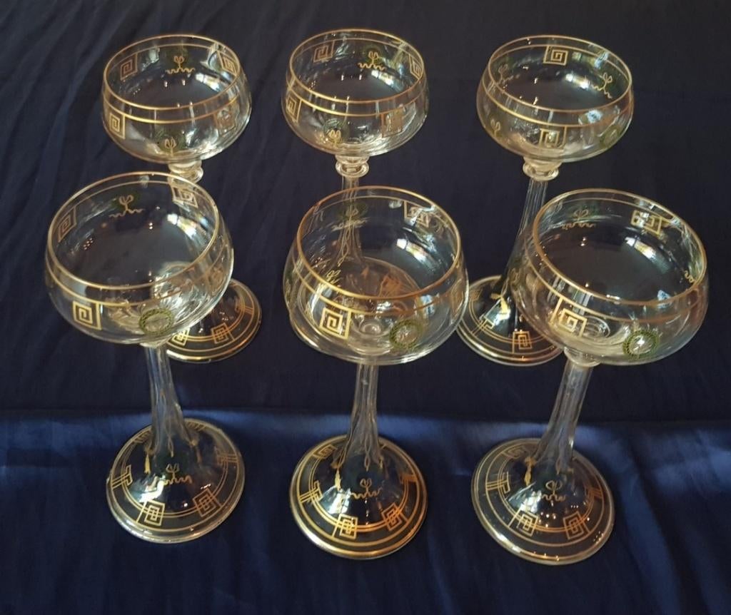 Theriesenthal stengelglazen art nouveau Jugendstil, Antiek en Kunst, Antiek | Glas en Kristal, Ophalen of Verzenden