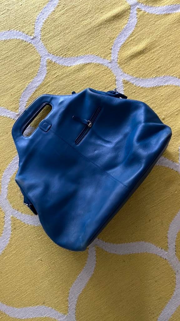 Delsey Blauwe lederen tas in prima staat, Sieraden, Tassen en Uiterlijk, Tassen | Damestassen, Ophalen of Verzenden, Gebruikt