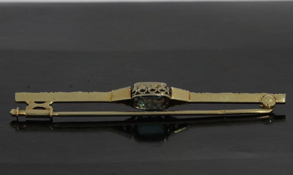Toermalijn diamant antieke 14k gouden broche vintage dames, Sieraden, Tassen en Uiterlijk, Antieke sieraden, Verzenden, Goud, Broche