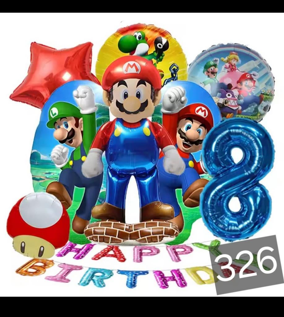 Super Mario Bros. Feestpakket - Ballonnen & Decoratie, Ophalen of Verzenden, Nieuw, Versiering, Verjaardag