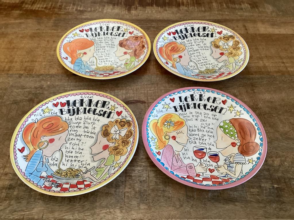 4 blond amsterdam grote borden even lekker bijkletsen, Ophalen, Aardewerk, Blond Amsterdam, Bord(en)