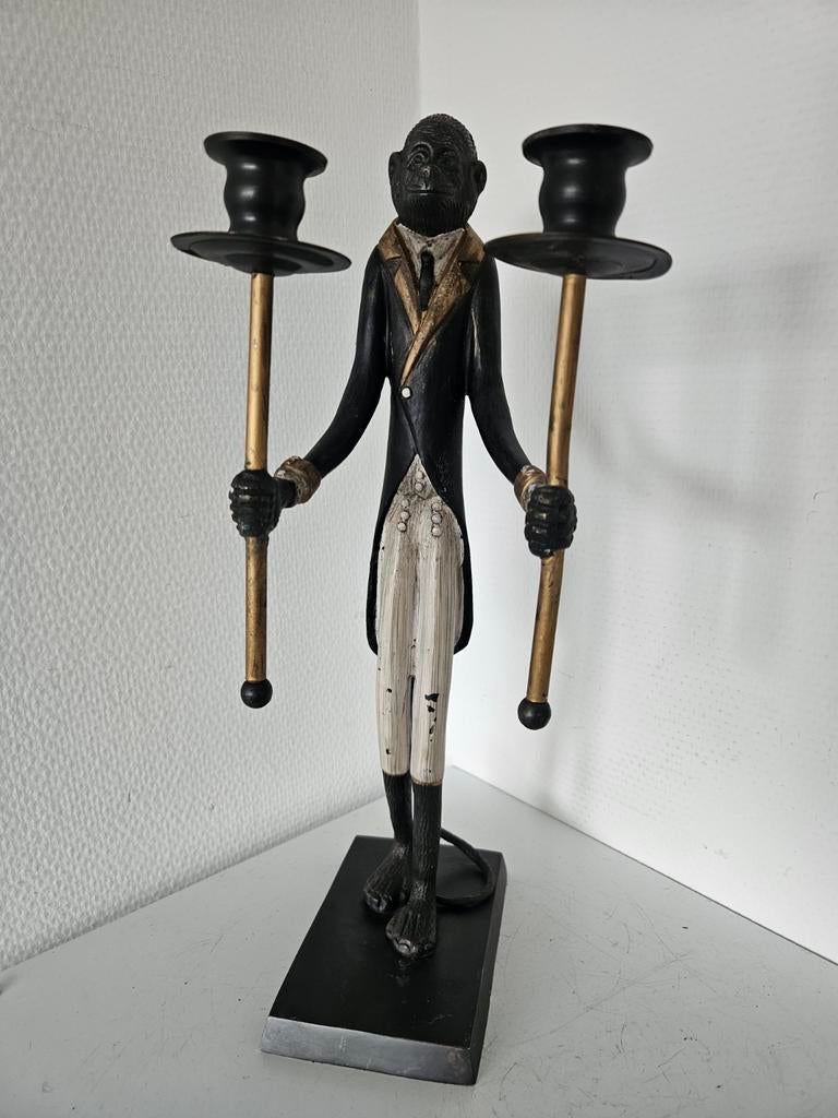 Antieke bronzen Maitland Smith butler aap kandelaar, Ophalen of Verzenden, Koper of Brons