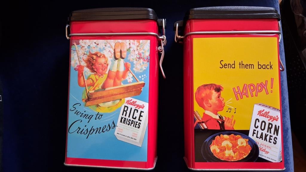 2 Kellogg's bewaar blikken, Verzamelen, Blikken, Ophalen, Nieuw, Overige, Overige merken