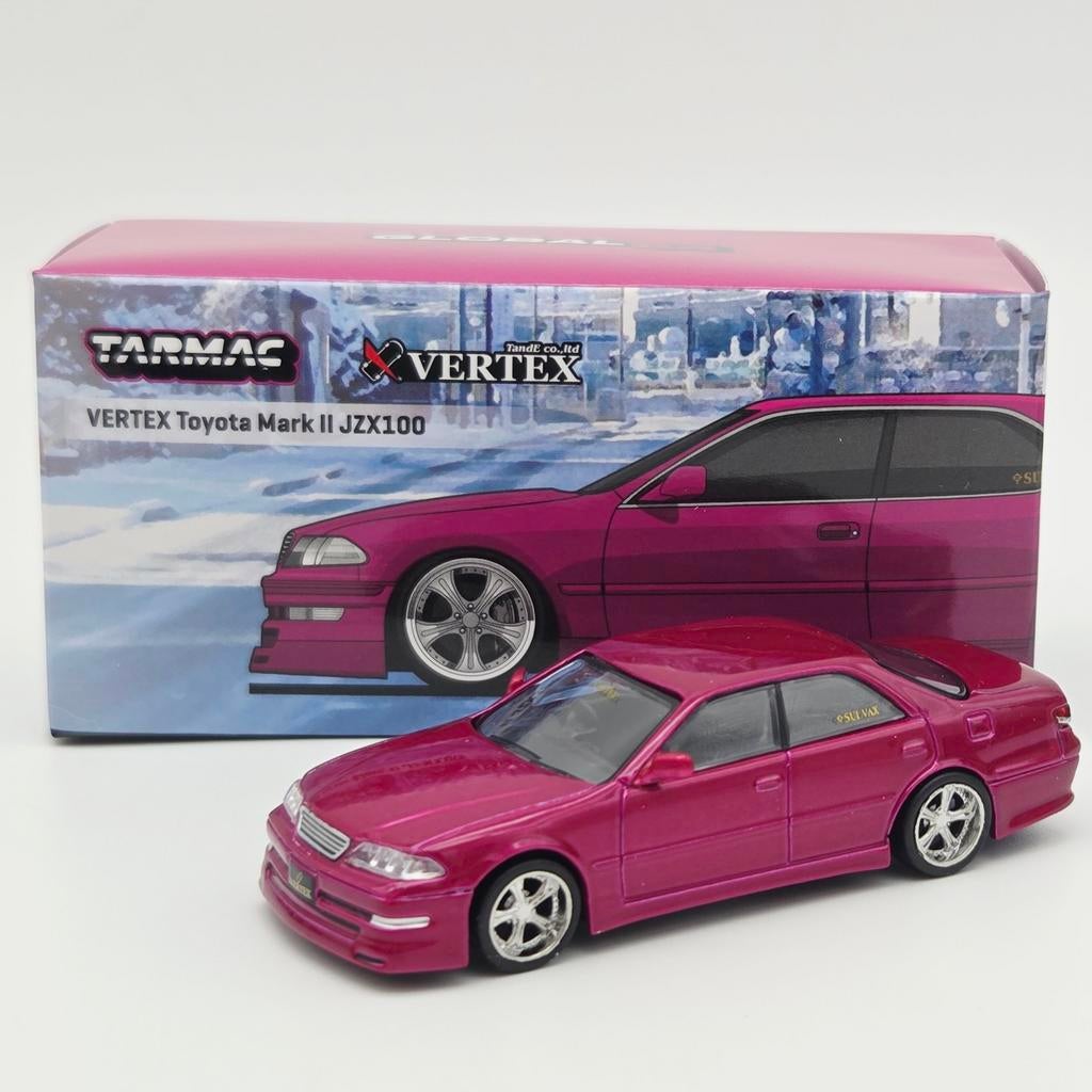 Tarmac VERTEX Toyota Mark II JZX100 rood metallic 1:64, Mymodelcar@outlook.com, Auto, Tarmac, Ophalen of Verzenden
