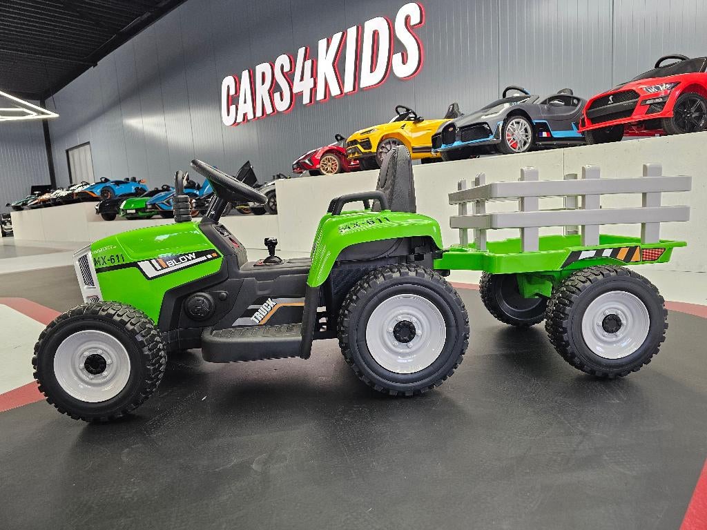 Kindertractor met aanhanger - 12 volt - leren zit - met RC, Ophalen of Verzenden, Nieuw, Afstandsbediening