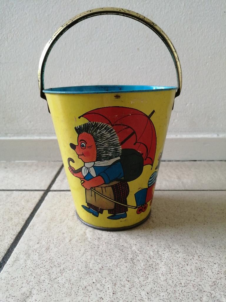 Antiek blikken speelgoed emmer, Ophalen of Verzenden