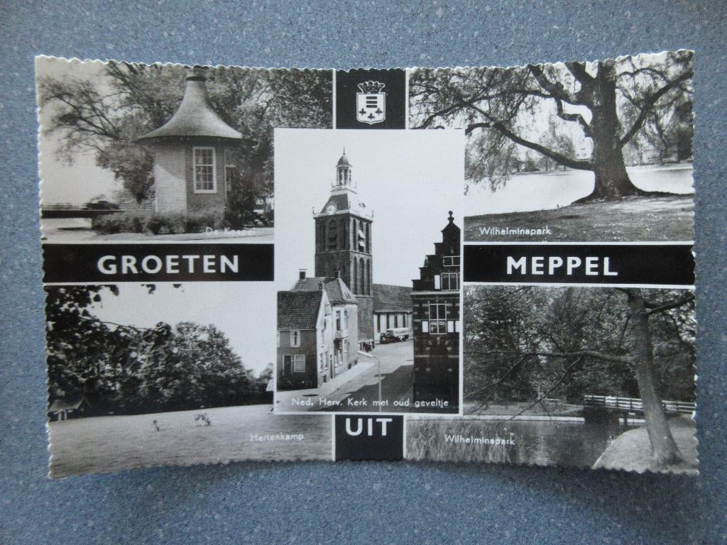 Meppel, Groeten uit.... / 5-luik  r.b. Wilhelminapark, Verzenden, 1940 tot 1960, Ongelopen, Drenthe