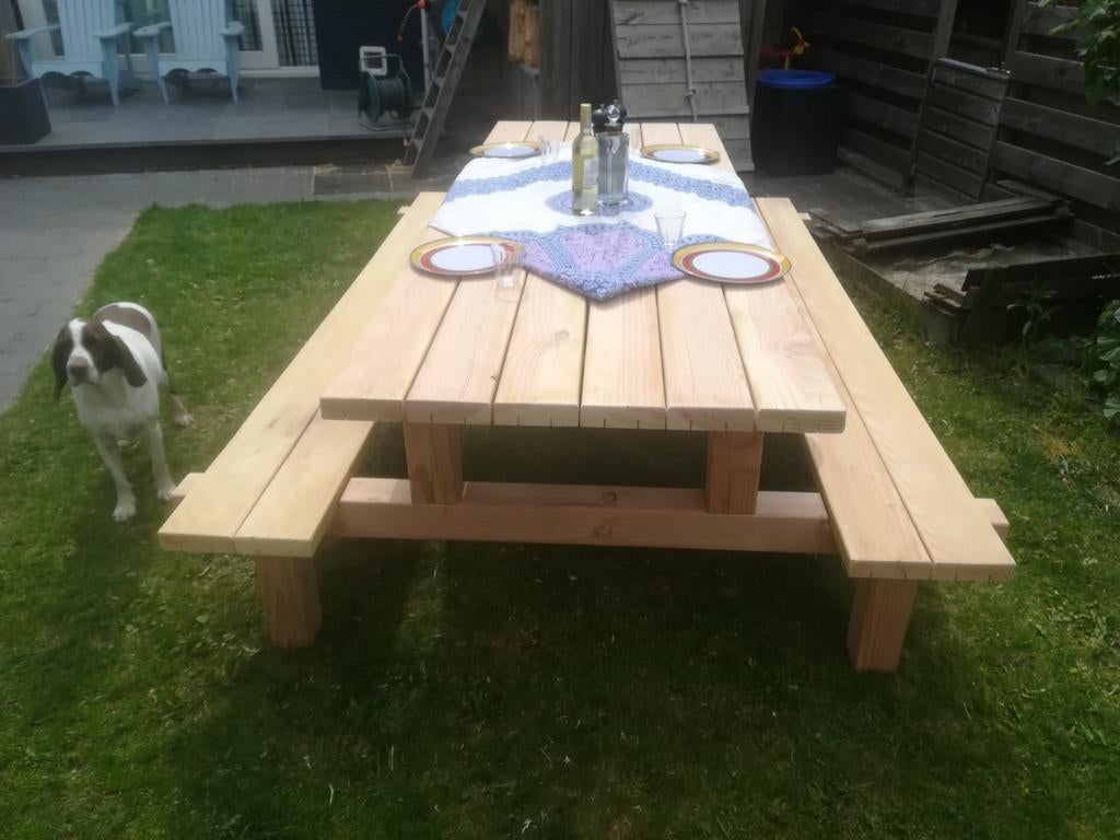 STOERE MAATWERK PICKNICKTAFELS, Ophalen of Verzenden, Zo goed als nieuw, Rechthoekig