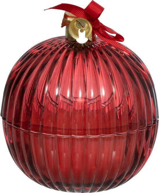 Glazen kerstbal rood voor theelichtje 11x12cm €5 p/st, Diversen, Kerst, Ophalen of Verzenden, Zo goed als nieuw