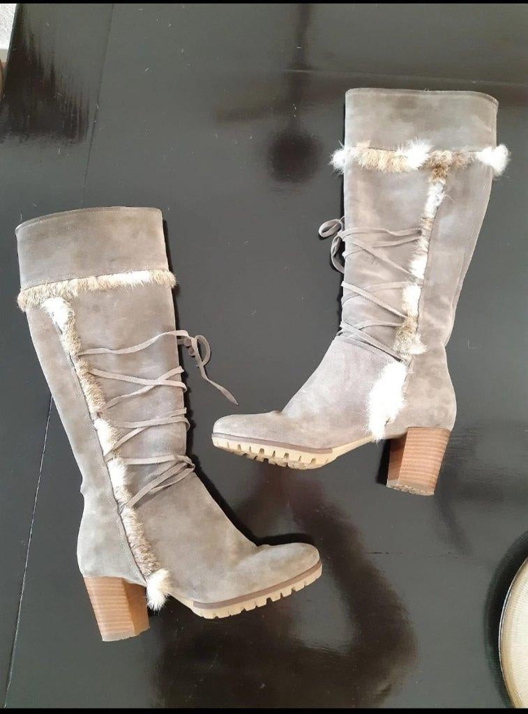 Antonio Moretto gevoerde leren laarzen – maat 37, Hoge laarzen, Ophalen of Verzenden, Grijs, Onbekend