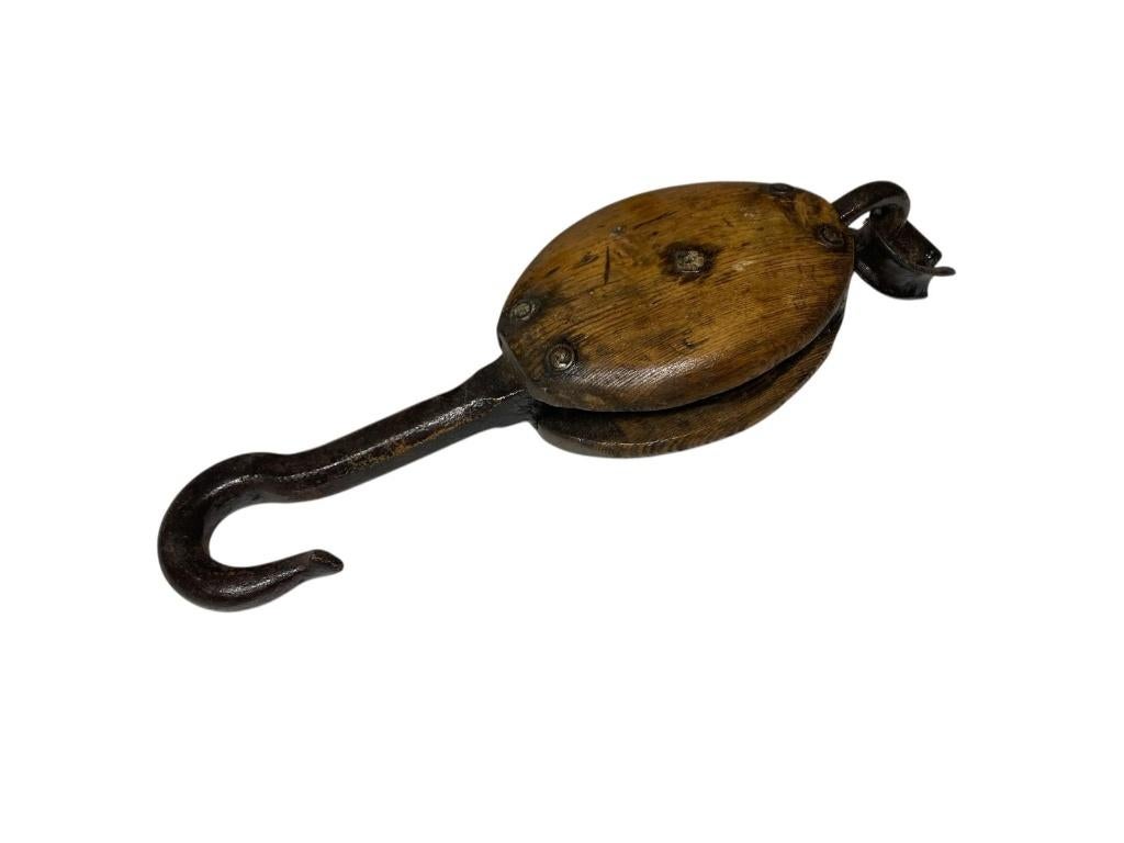 oude vintage scheepsblokken hout en staal, Blok, Gebruikt, Ophalen of Verzenden, Blok