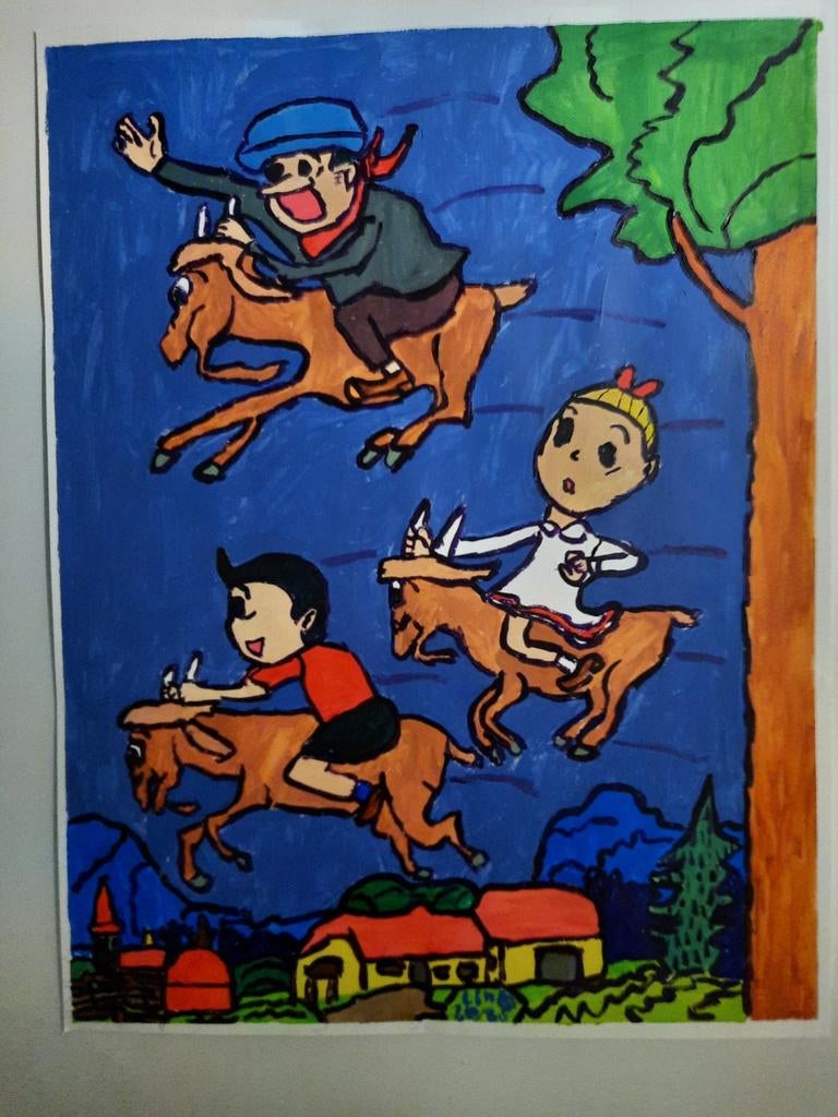 Schilderij suske en wiske en de bokkenrijders 25, Ophalen of Verzenden