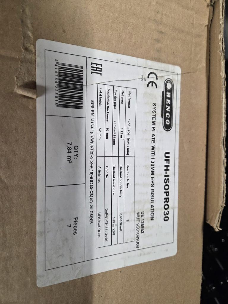 Henco Noppenplaat Systeem 30mm - Vloerverwarming, Doe-het-zelf en Verbouw, Isolatie en Afdichting, 10 tot 15 m², Nieuw, Vloerisolatie