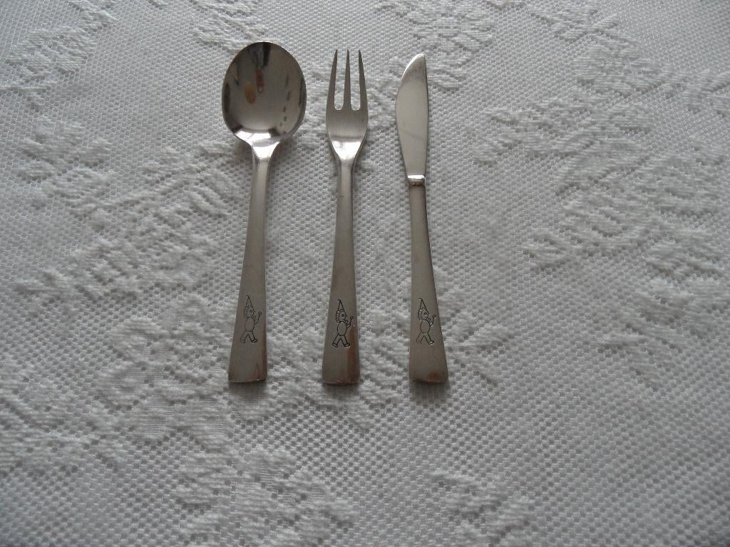 keltum posthoorn verzilverd kinderbestek met een kabouter, Ophalen of Verzenden