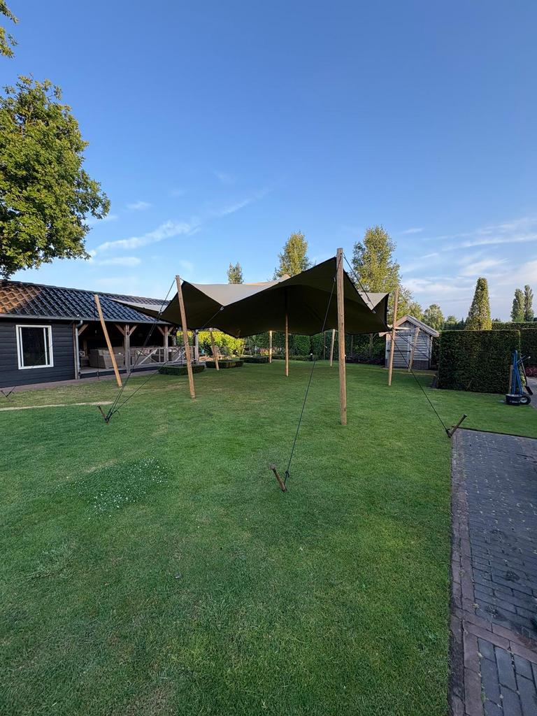 Sfeervolle Stretchtent huren, Ophalen of Verzenden, Zo goed als nieuw, 8 meter of meer, 6 meter of meer