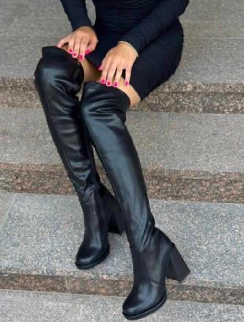 over-de-knie laarzen, Zwart, Overige typen, Nieuw, Ophalen of Verzenden
