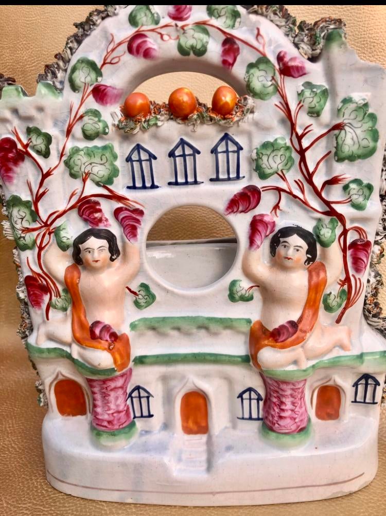 Staffordshire Antiek Beeld Zakhorlogehouder Klok RARE, Ophalen of Verzenden