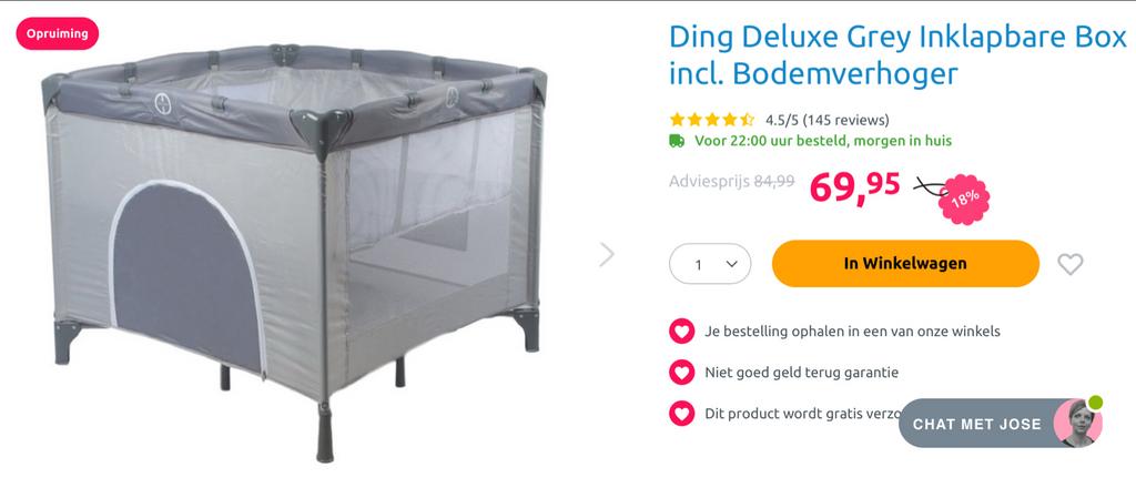 Grijze inklapbare box met bodemverhoger, Ophalen, Zo goed als nieuw, Vierkant, In hoogte verstelbaar