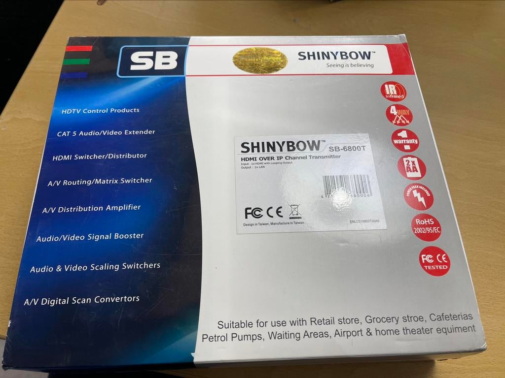 SHINYBOW SB-6800T HDMI over IP Norm€878,71 nu €70,00  TOPPER, Audio, Tv en Foto, Professionele Audio-, Tv- en Video-apparatuur