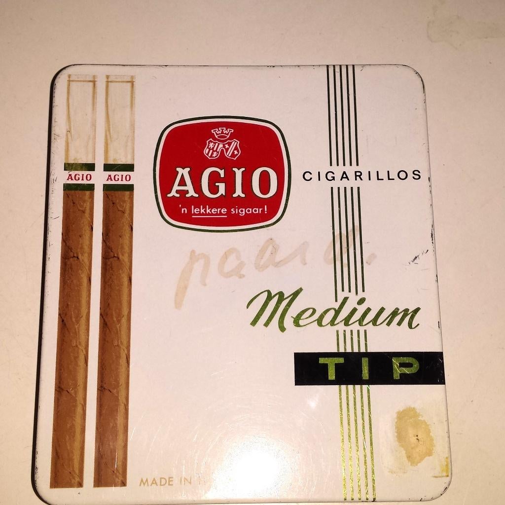 Antiek Blik Retro Vintage agio cigarillos medium tip, asbak,, Ophalen of Verzenden, Gebruikt, Overige typen