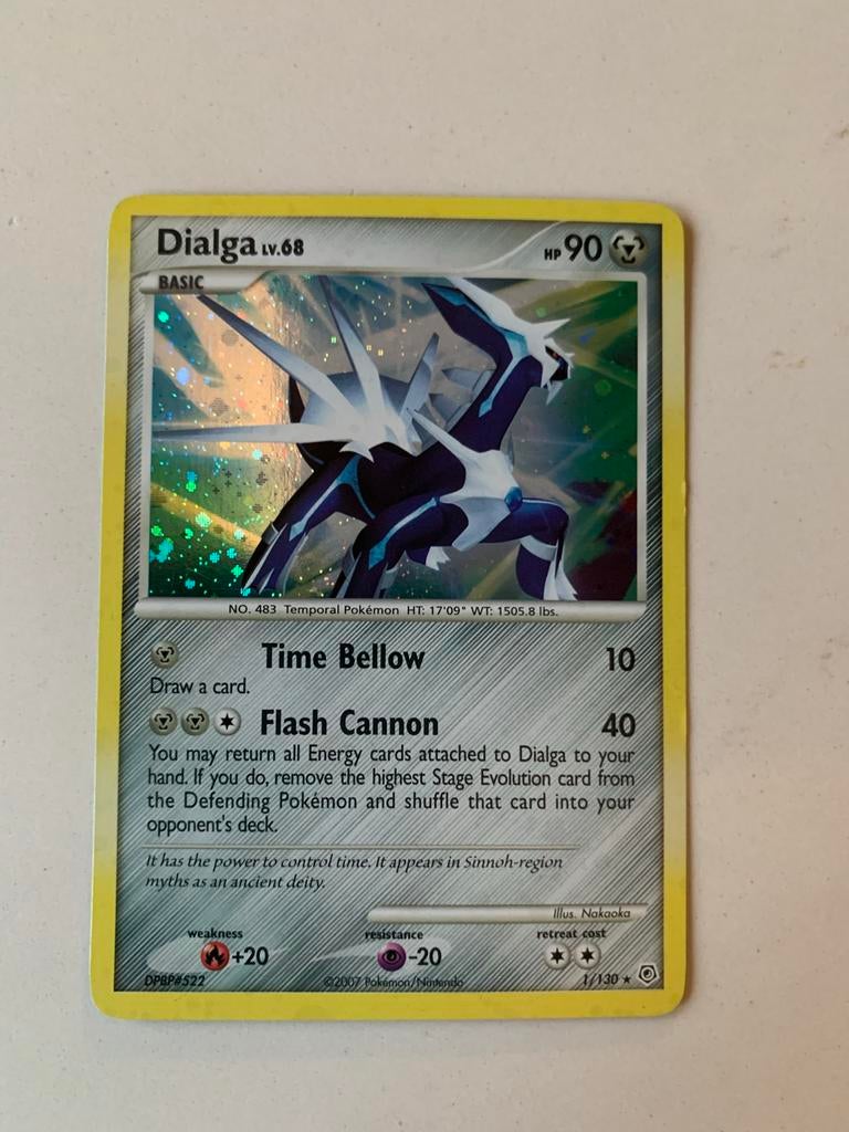 Pokemon Dialga Holo 1/130 NM, Ophalen of Verzenden, Zo goed als nieuw, Losse kaart, Foil