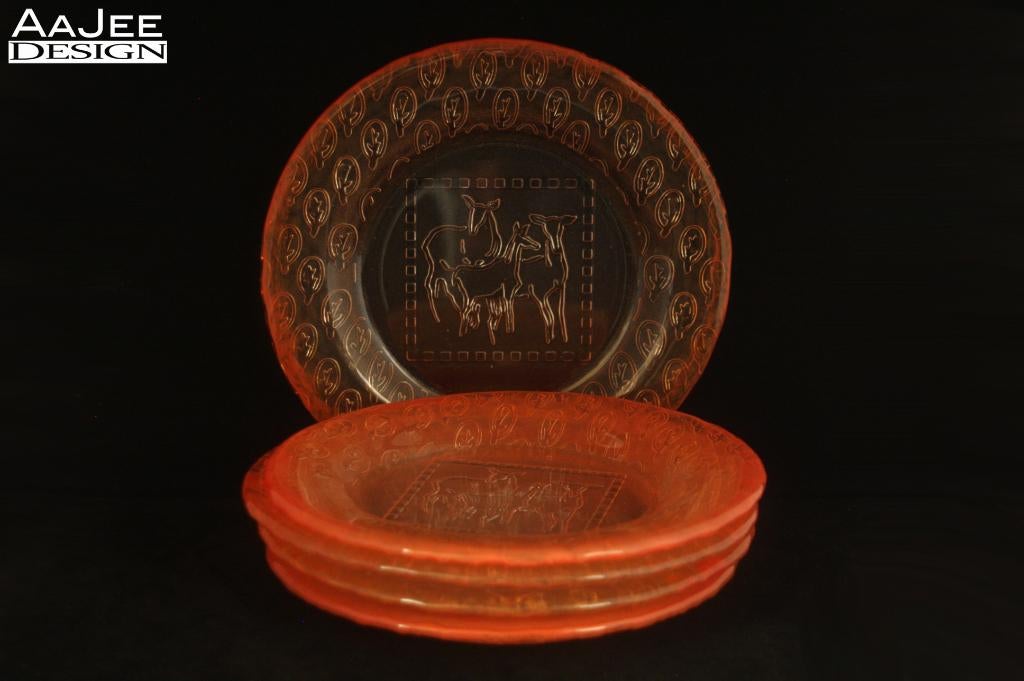 Kosta Boda – Collage – Kjell Engman – Oranje bord LOS – 1996, Ophalen of Verzenden, Bord(en), Overige stijlen, Glas