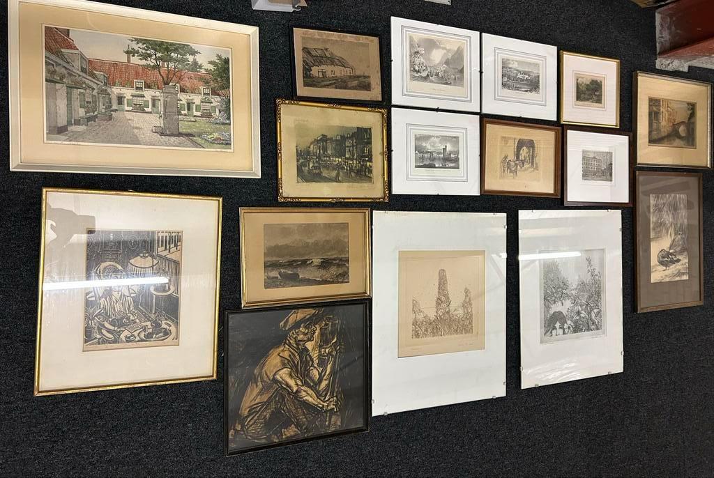 Verzameling etsen schilderijen, Antiek en Kunst, Kunst | Etsen en Gravures, Ophalen