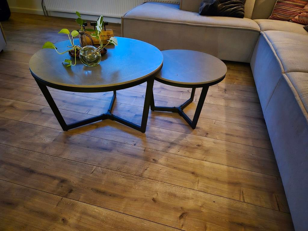 Ronde Salontafel Set van 2 - Metaal/Composiet, Huis en Inrichting, Tafels | Salontafels, Minder dan 50 cm, 50 tot 100 cm, 50 tot 100 cm