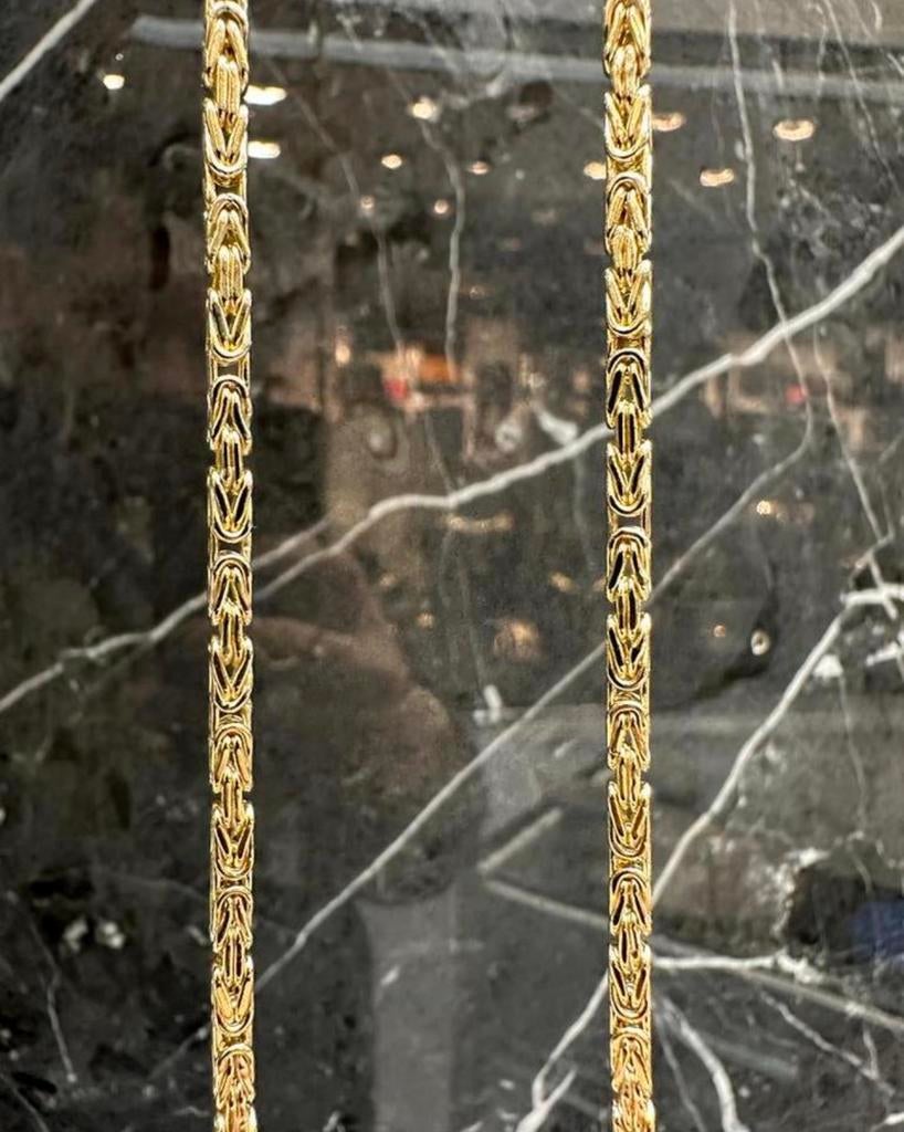 14k Gouden Koningsketting 3,2 mm - 65 cm, Sieraden, Tassen en Uiterlijk, Kettingen, Ophalen, Zo goed als nieuw, Goud