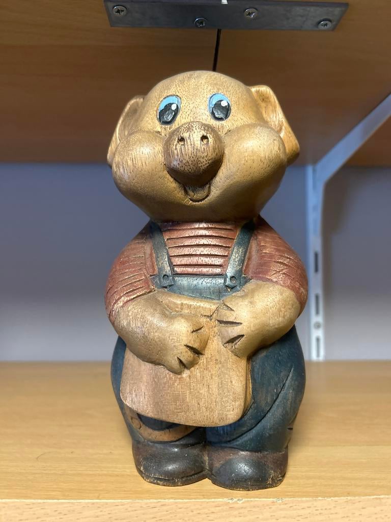 Houten Varkensbeeld decoratie, Ophalen of Verzenden, Gebruikt, Dier