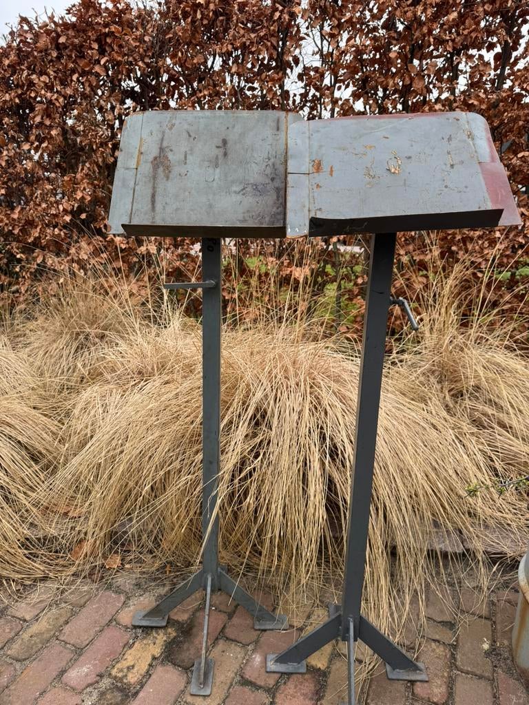 Vintage katheder lessenaar verstelbaar industrieel, Ophalen