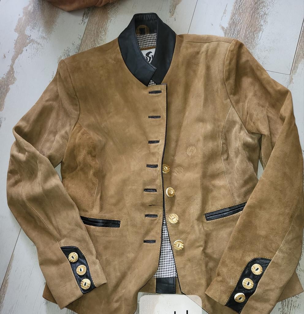 Lams Suede Dames Jasje Maat M, Maat 38/40 (M), DSK, Bruin, Nieuw