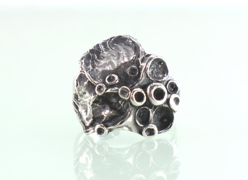 Vintage zilveren ring mos Theodor Klotz Teka jaren ‘70, Sieraden, Tassen en Uiterlijk, Antieke sieraden, Ring, Zilver, Met edelsteen