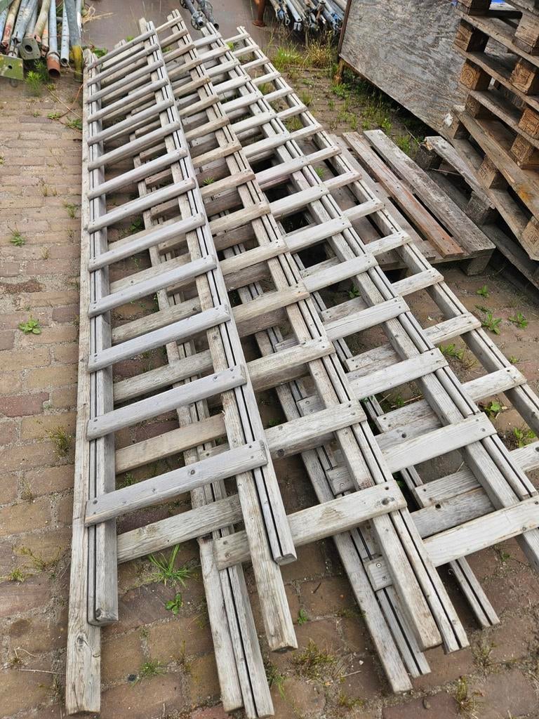 Houten bouwladders lengte +/- 390cm, Ophalen, Gebruikt, ., Ladder