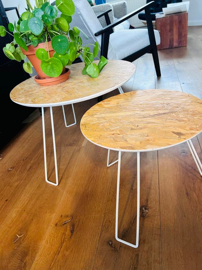 Bijzettafel rond salontafel (set van 2), Ophalen, Minder dan 45 cm, Minder dan 55 cm, Rond