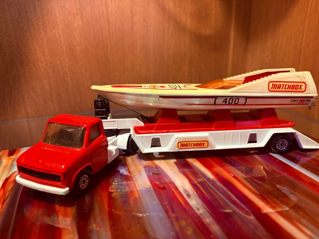 Vintage Matchbox Boot met Trailer, Ophalen of Verzenden, Gebruikt, Overige merken