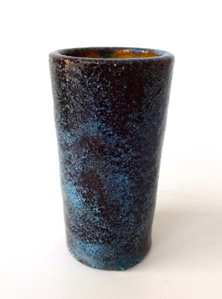 Keramiek vaas turquoise bruisglazuur Groeneveldt 4755-k, Ophalen of Verzenden