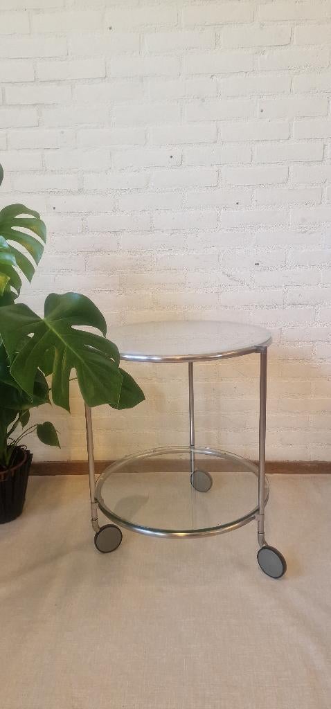 Vintage Ikea bijzettafeltje - Strind, Huis en Inrichting, Tafels | Bijzettafels, Ophalen, Minder dan 55 cm, Gebruikt, Glas