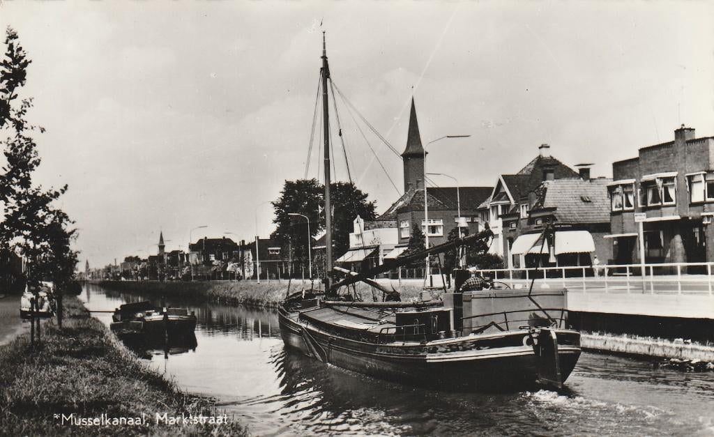 Musselkanaal    oud Binnenschip met Zeil, Ophalen of Verzenden, 1940 tot 1960, Ongelopen, Groningen