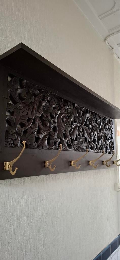 Prachtige donkerbruine antieke kapstok, Zo goed als nieuw, Minder dan 100 cm, Hout, Ophalen