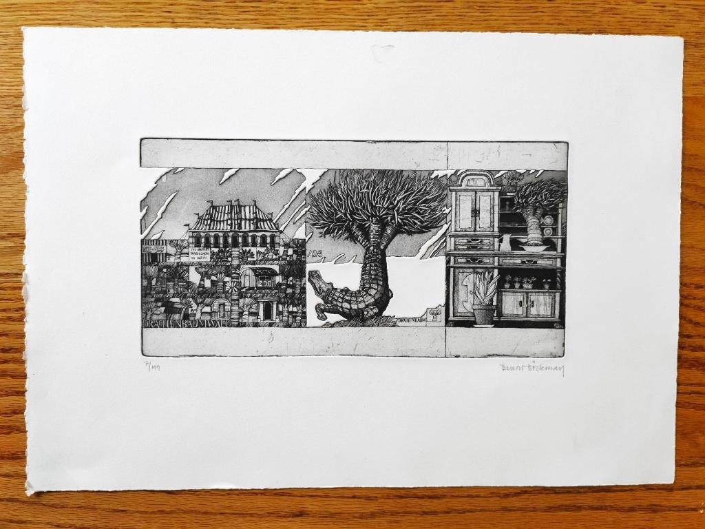 Bengt Böckman - Drachenbaumwald - Ets Handgesign., Verzenden