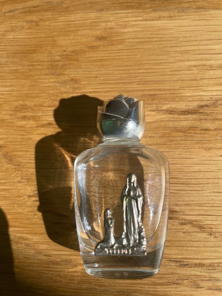 Heilig water flesje Lourdes met roos dop, Ophalen