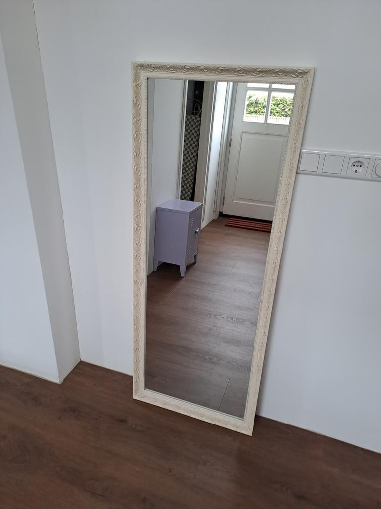 Grote spiegel brocante lijst, Ophalen, 100 tot 150 cm, Zo goed als nieuw, Rechthoekig