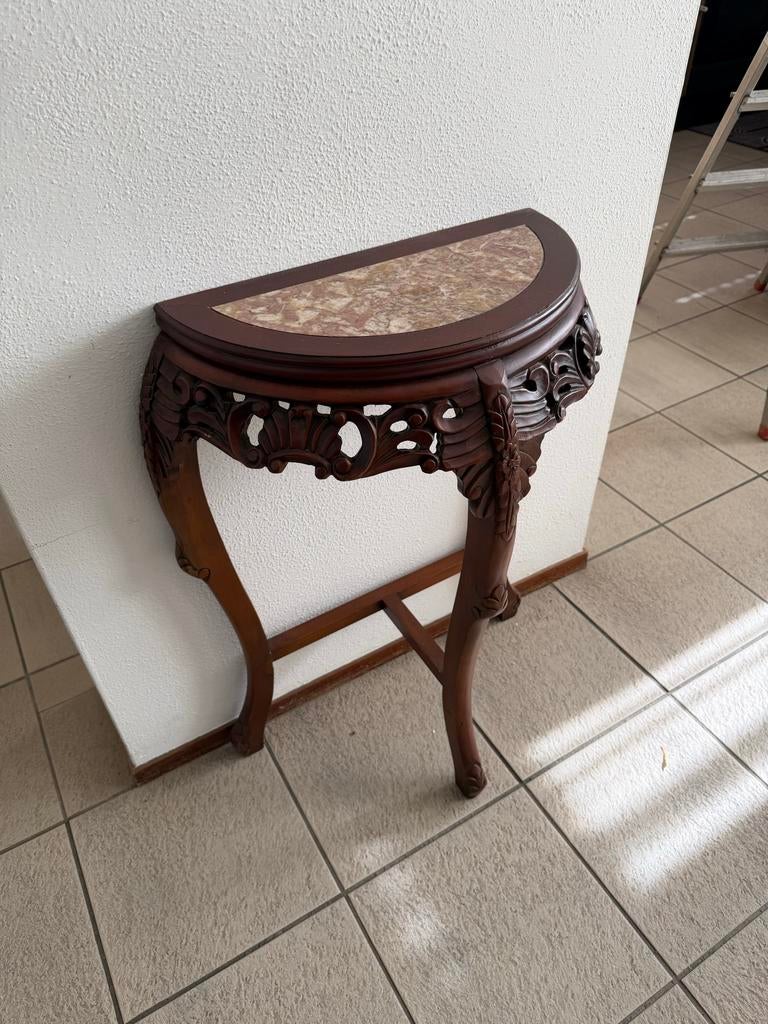 Antieke Halve Maan Console Tafel met Marmeren Blad, Antiek en Kunst, Ophalen
