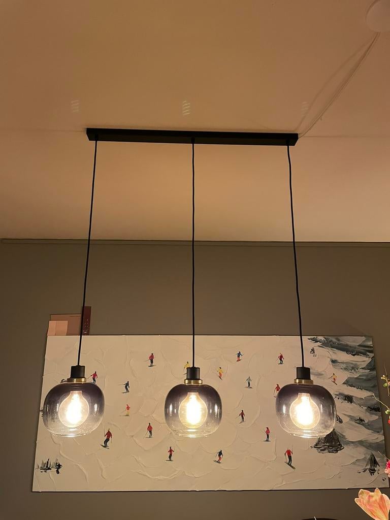 Hanglamp, Huis en Inrichting, Lampen | Hanglampen, Ophalen, Zo goed als nieuw, Glas, 75 cm of meer