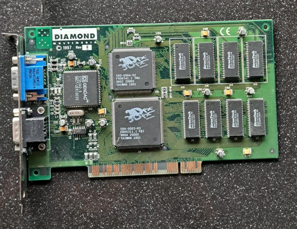 Diamond Multimedia Monster 3d 3Dfx voodoo 1 videokaart, Gebruikt, Overige soorten, Verzenden, VGA