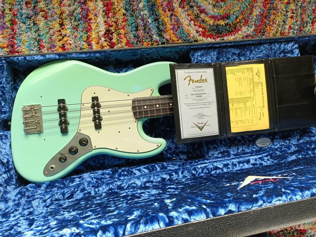 Fender Custom Shop '65 jazz Seafoam Green, Ophalen of Verzenden, Gebruikt, Elektrisch