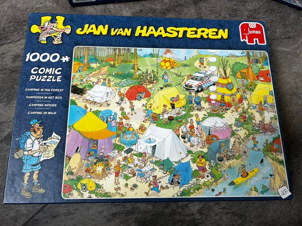 Kamperen in het bos, jan van Haasteren 1000 stukjes, Ophalen, 500 t/m 1500 stukjes, Zo goed als nieuw