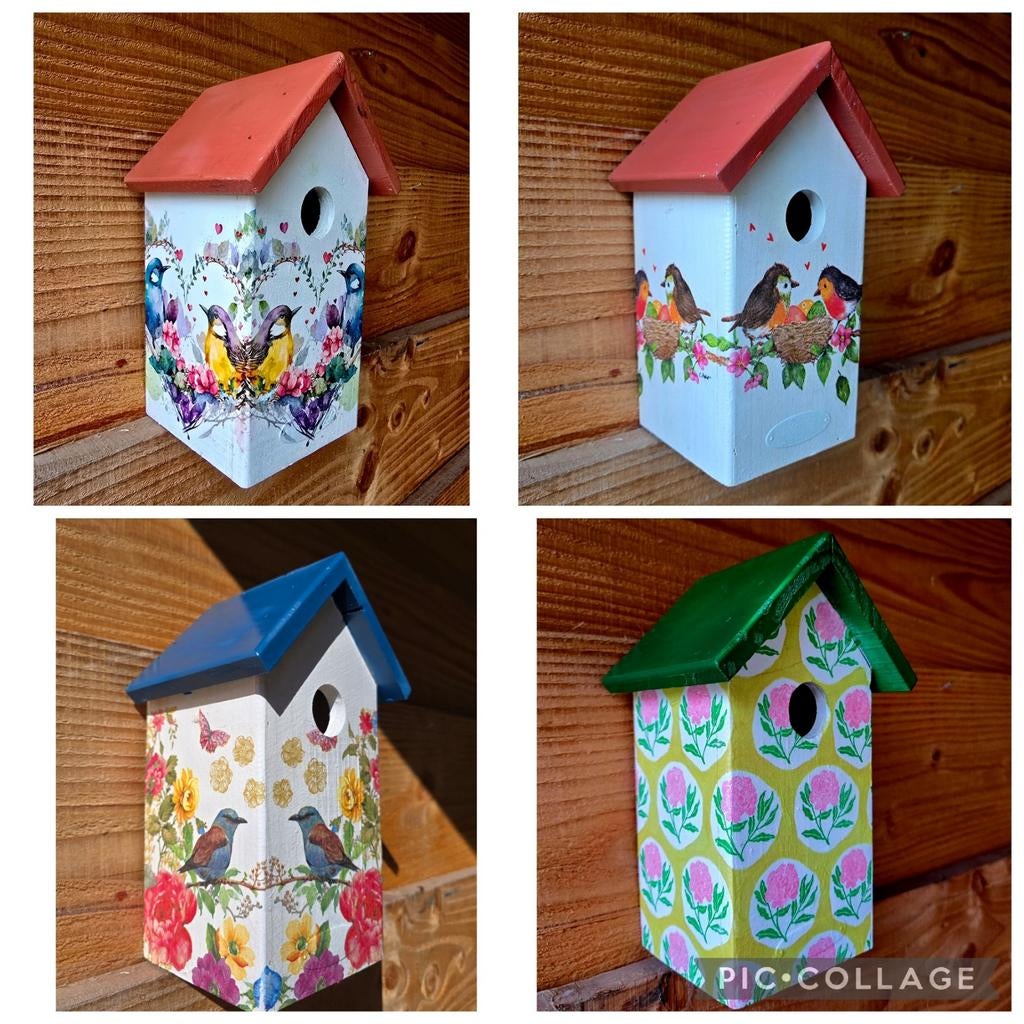 Vrolijke vogelhuisjes,  handgedecoreerd, weersbestendig!, Ophalen of Verzenden, Nieuw